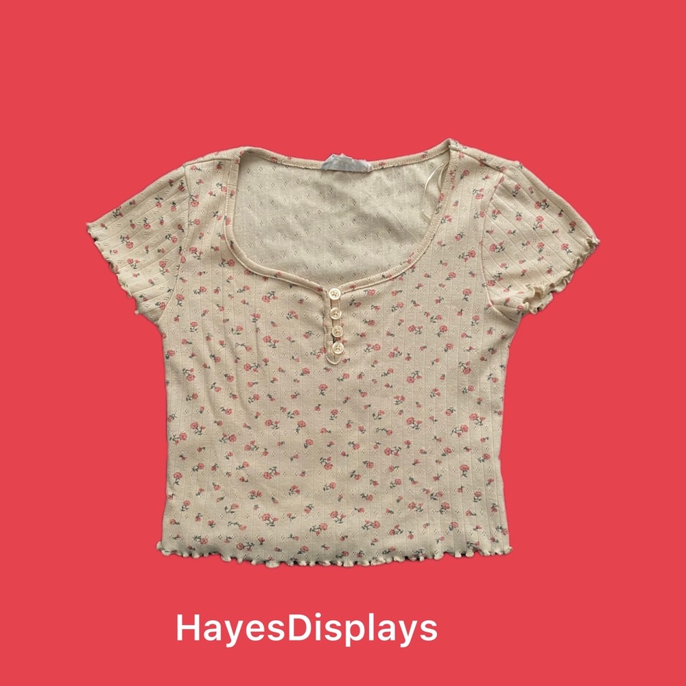 Tan With Pink Flowers CropTop